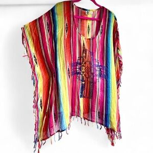LAGACI colorful semi-sheer tunic